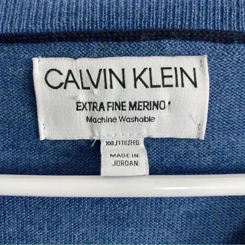 NWOT Calvin Klein Extra Fine Merino Wool V-neck Pullover Sweater XXL - Picture 3 of 7